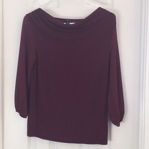 Burgundy Ann Taylor 3/4 sleeve blouse, XSP